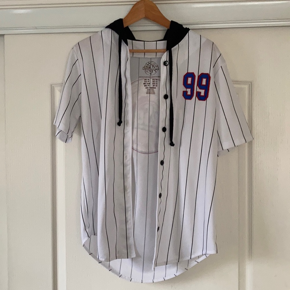 Baseball jersey with hood